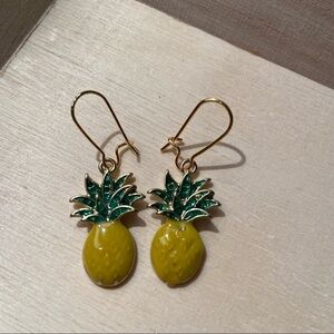 Pineapple dangle earrings with gold wires